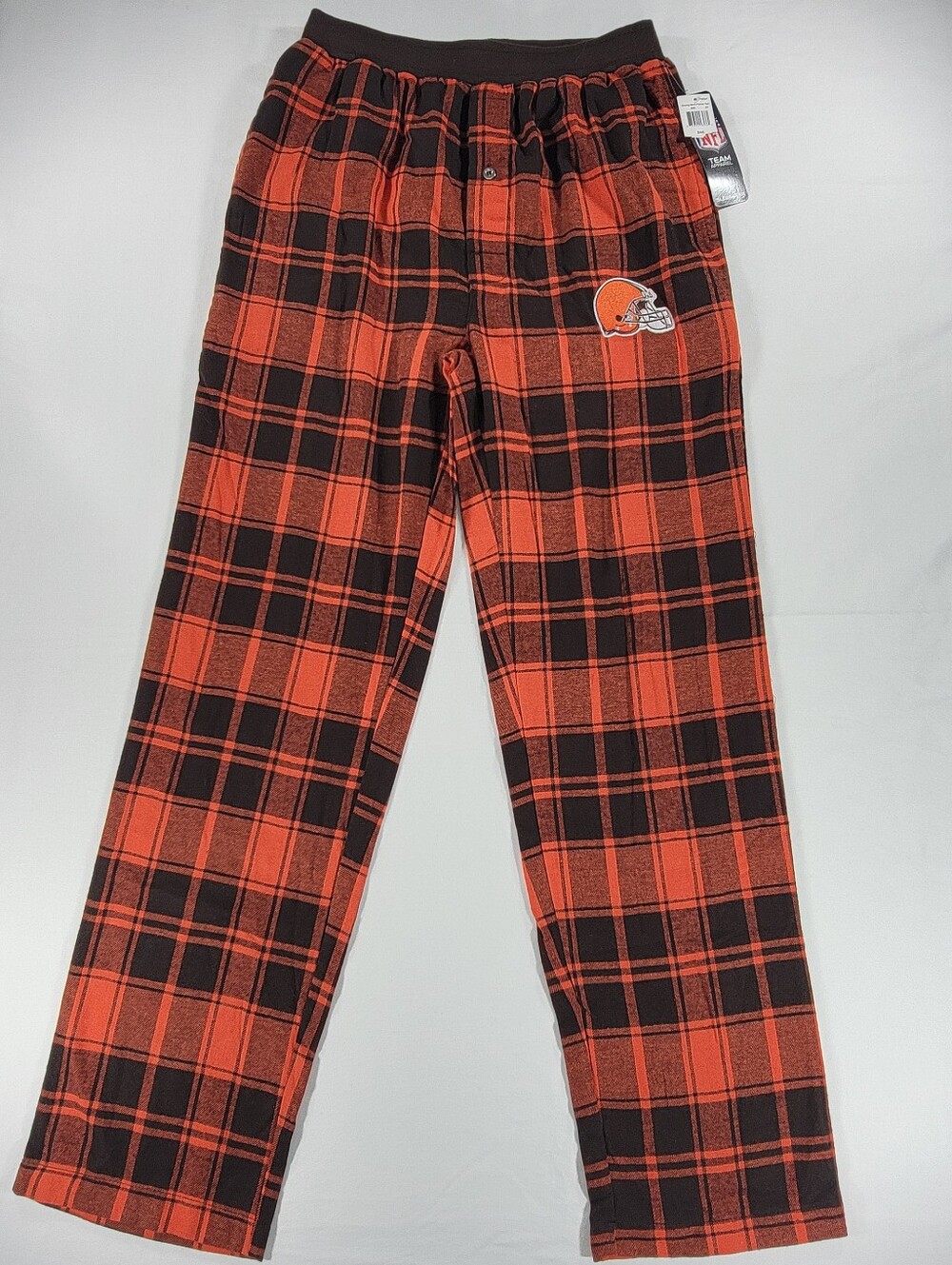 NEW NFL Team Apparel Cleveland Browns Pajama Pants Plaid Mens Small Brown Orange